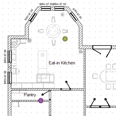 A monitoring diagram where the nodes (kittens) move about a house, with tooltips for each kitten.